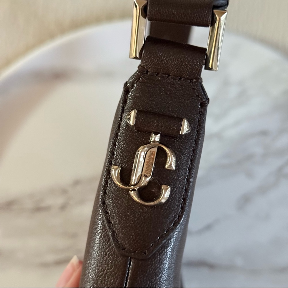 Jimmy Choo Bar Hobo Small Chocolate Biker Leather Shoulder Bag - Picture 5 of 9